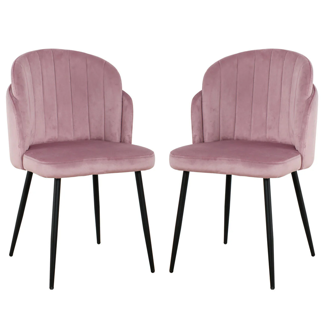 Scarlett Velvet Dining Chair Set of 2 in Mauve Pink