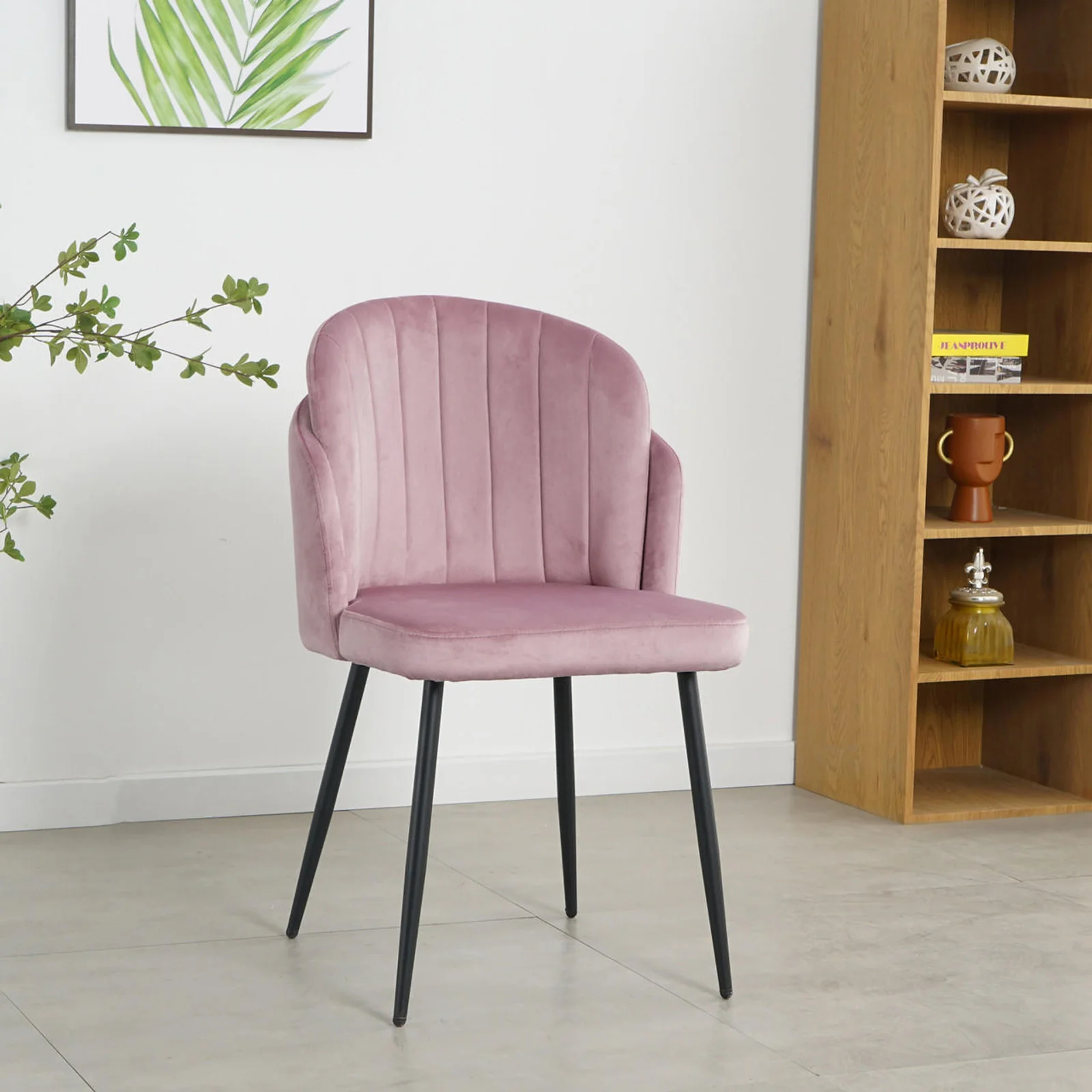 Scarlett Velvet Dining Chair Set of 2 in Mauve Pink - Image 2