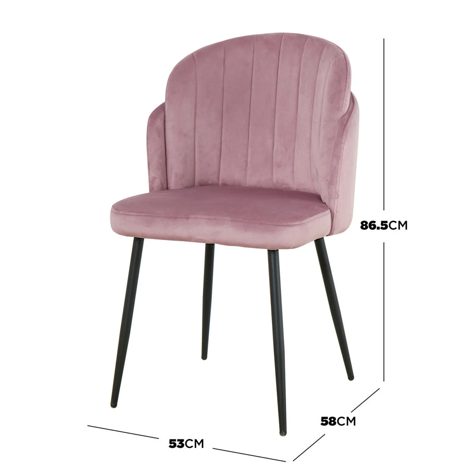 Scarlett Velvet Dining Chair Set of 2 in Mauve Pink - Image 3