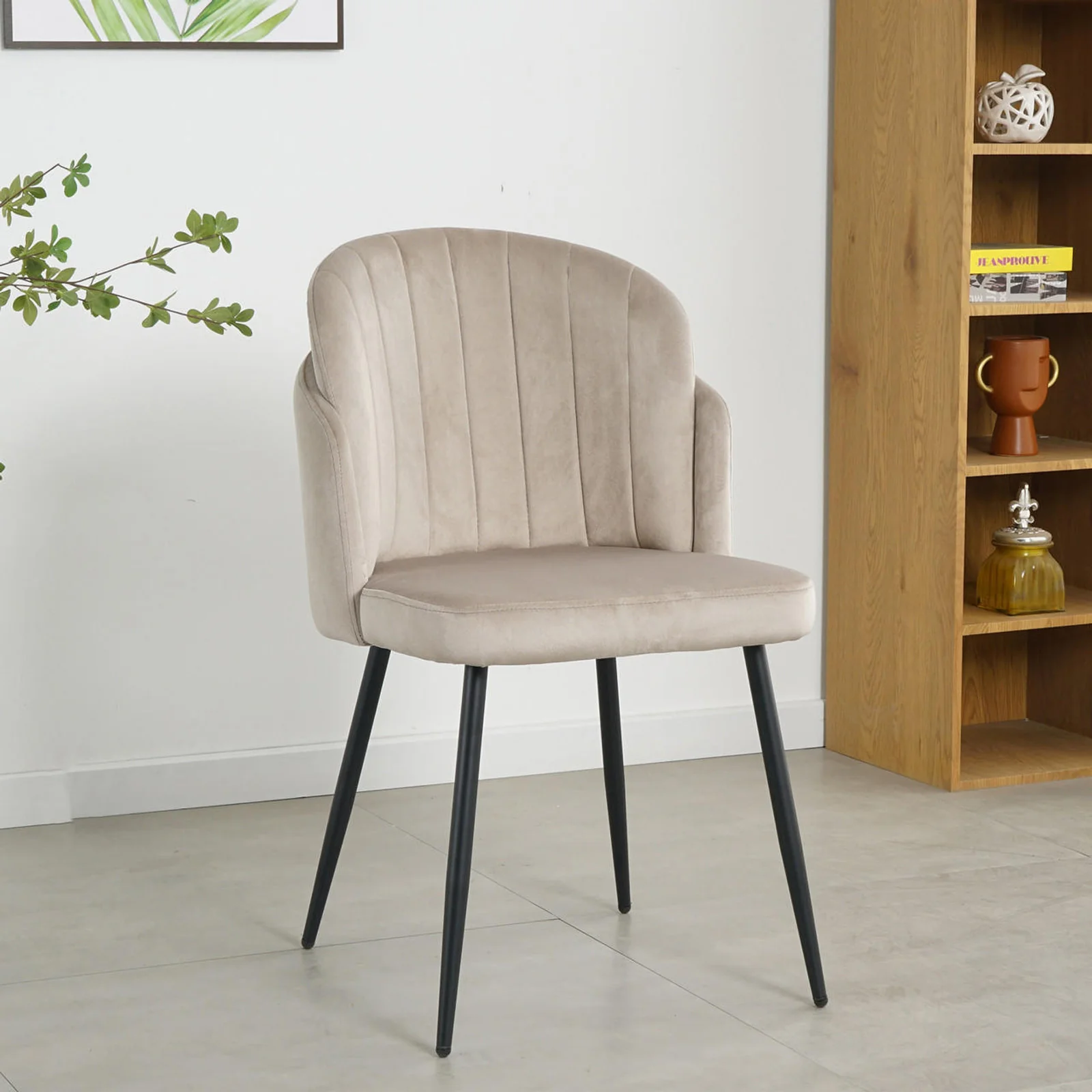 Scarlett Velvet Dining Chair Set of 2 in Warm Grey - Image 2