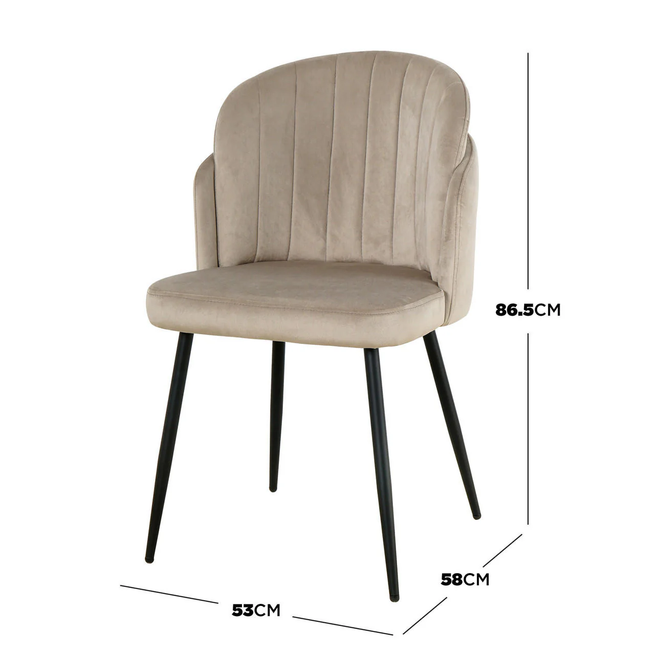 Scarlett Velvet Dining Chair Set of 2 in Warm Grey - Image 3