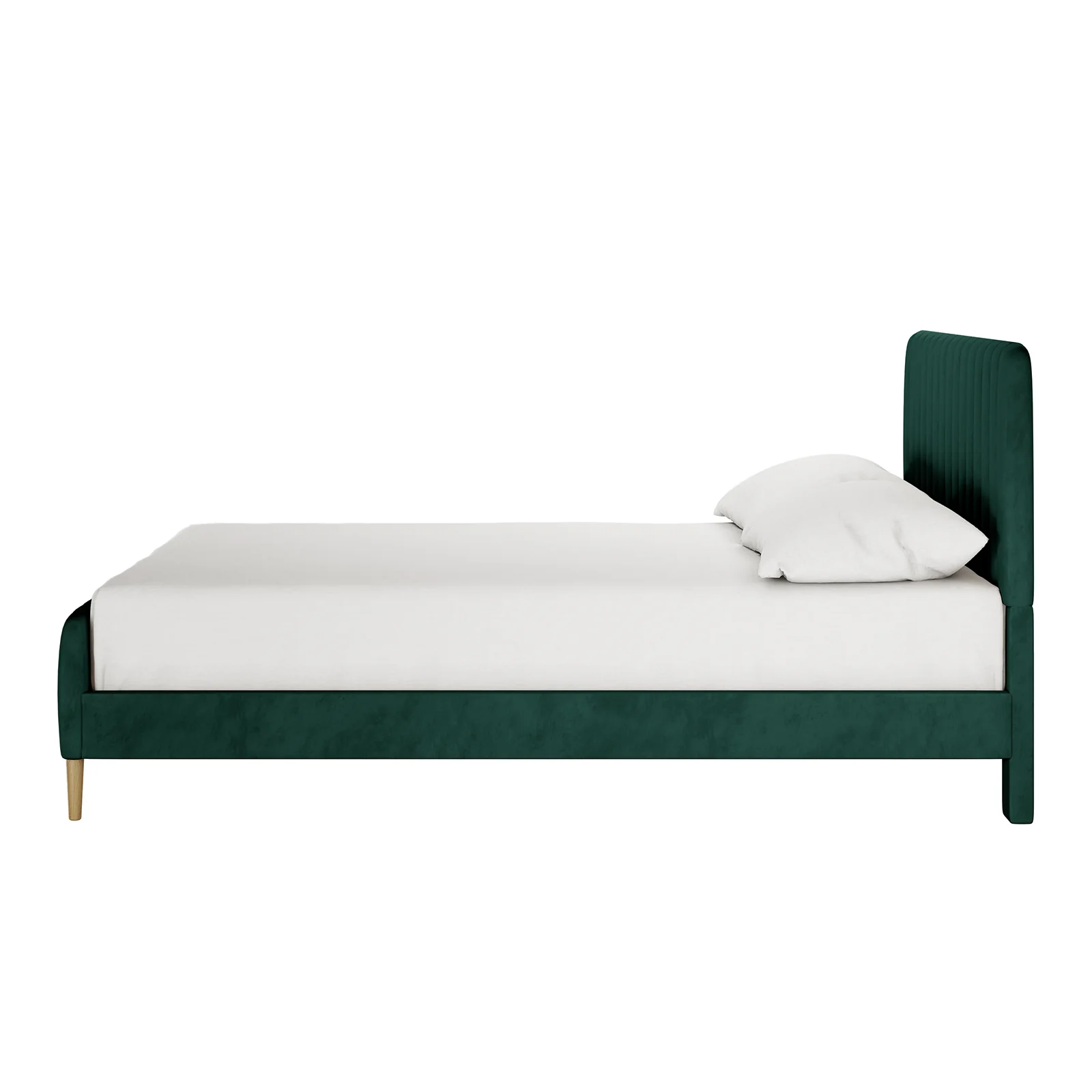 Seneca Queen Channel Tufted Velvet Fabric Bed Frame in Green - Image 7
