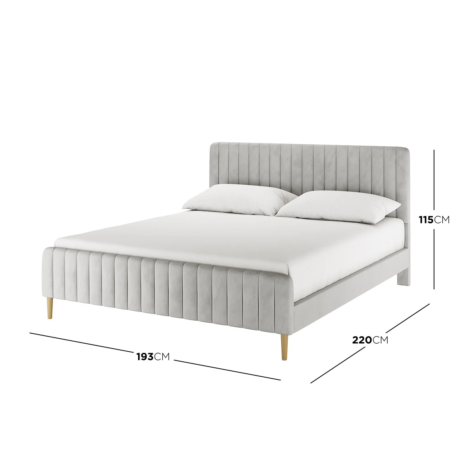 Seneca King Velvet Channel Tufted Fabric Bed Frame in Slate - Image 3