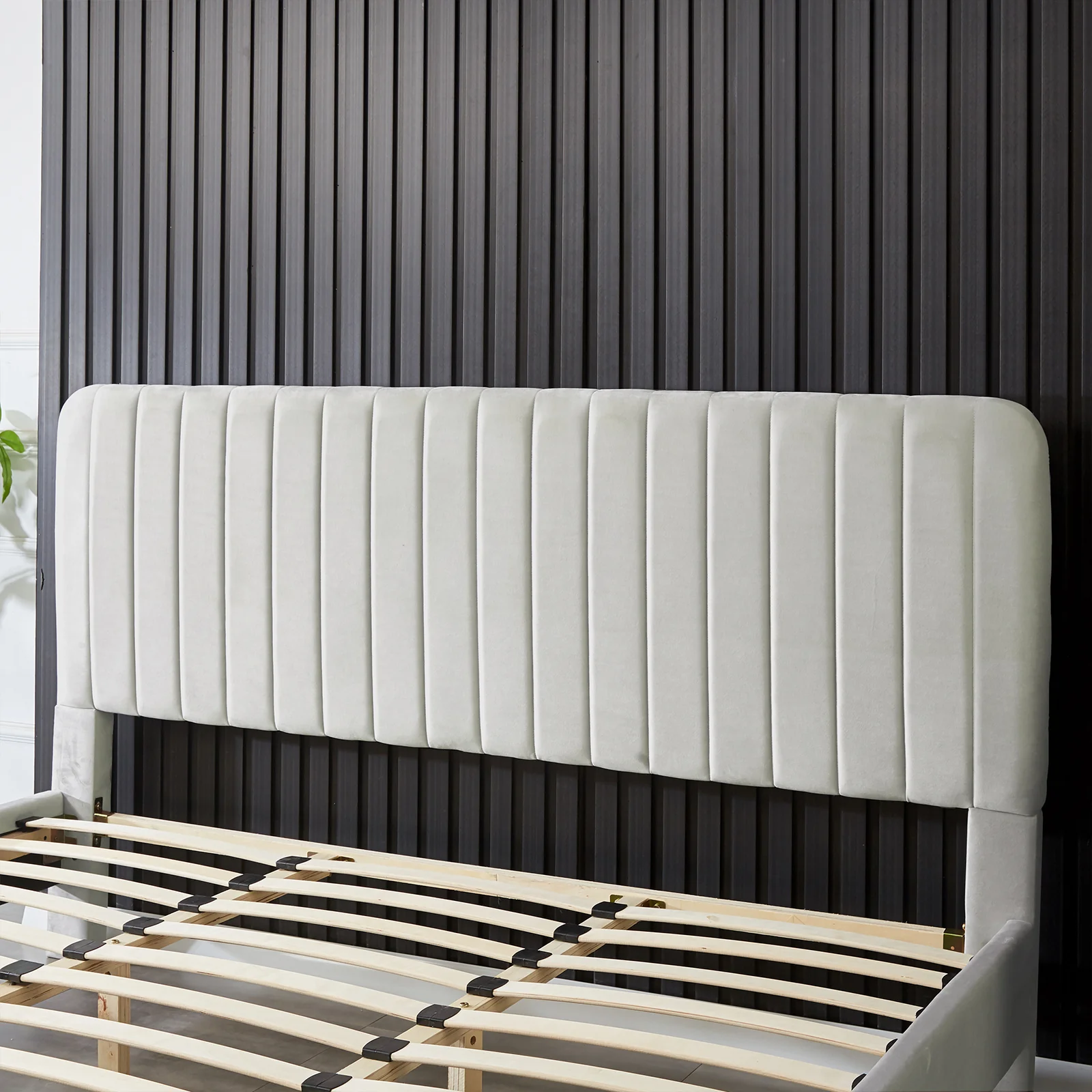 Seneca King Velvet Channel Tufted Fabric Bed Frame in Slate - Image 5