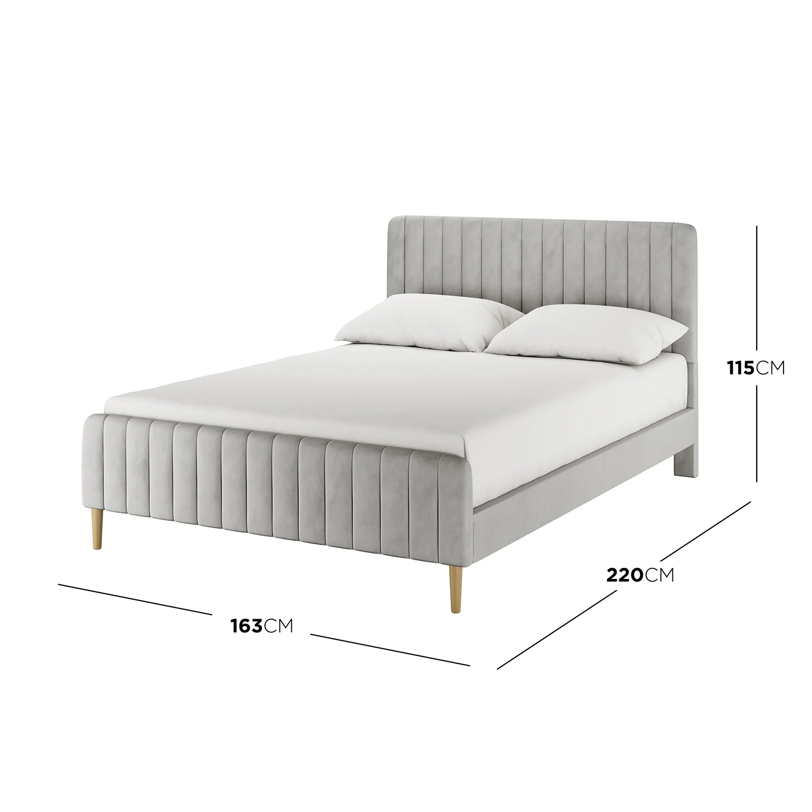 Seneca Queen Velvet Channel Tufted Bed Frame in Slate - Image 3