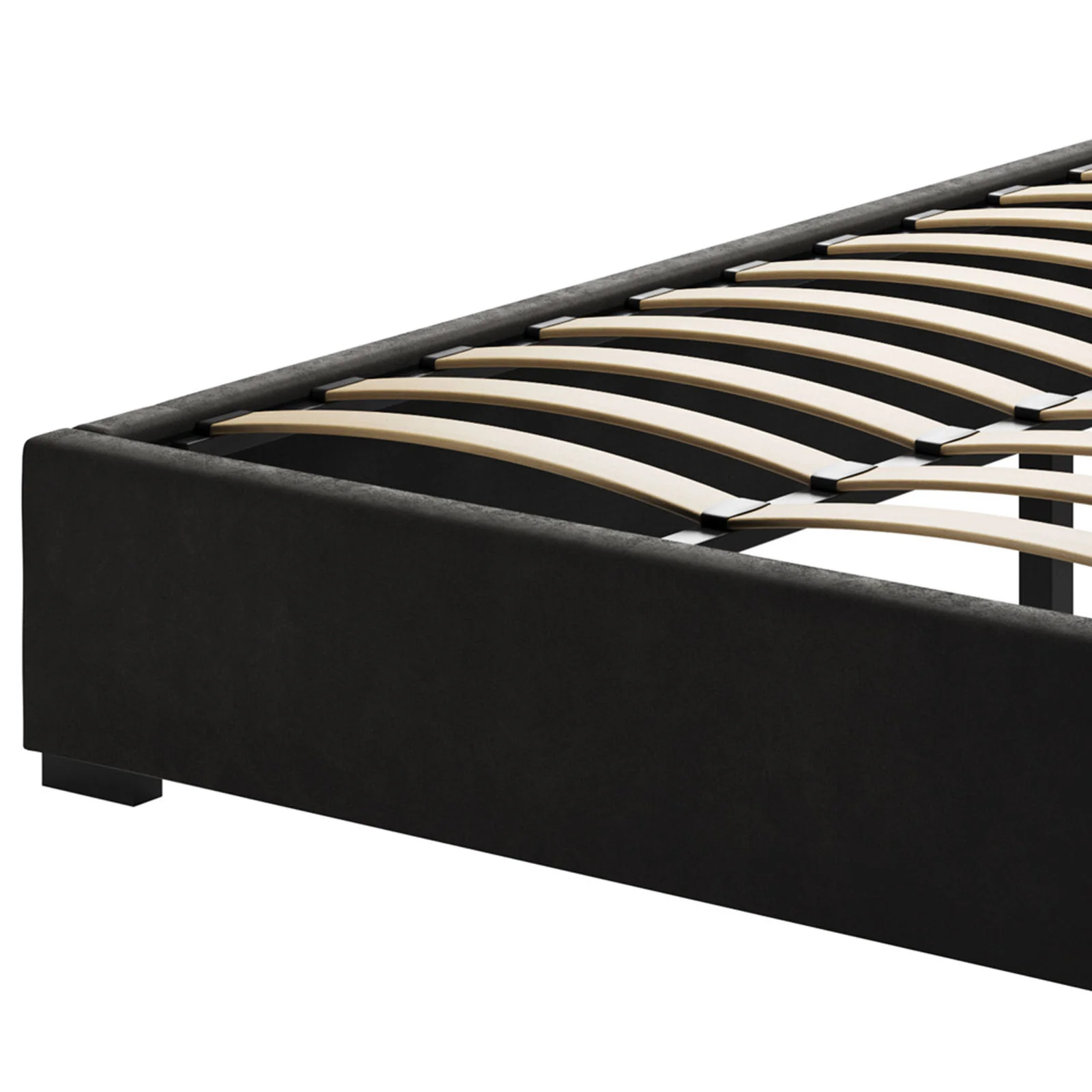 Septima & Fulvia Velvet King Bed Base & Winged Headboard Set in Ink - Image 6