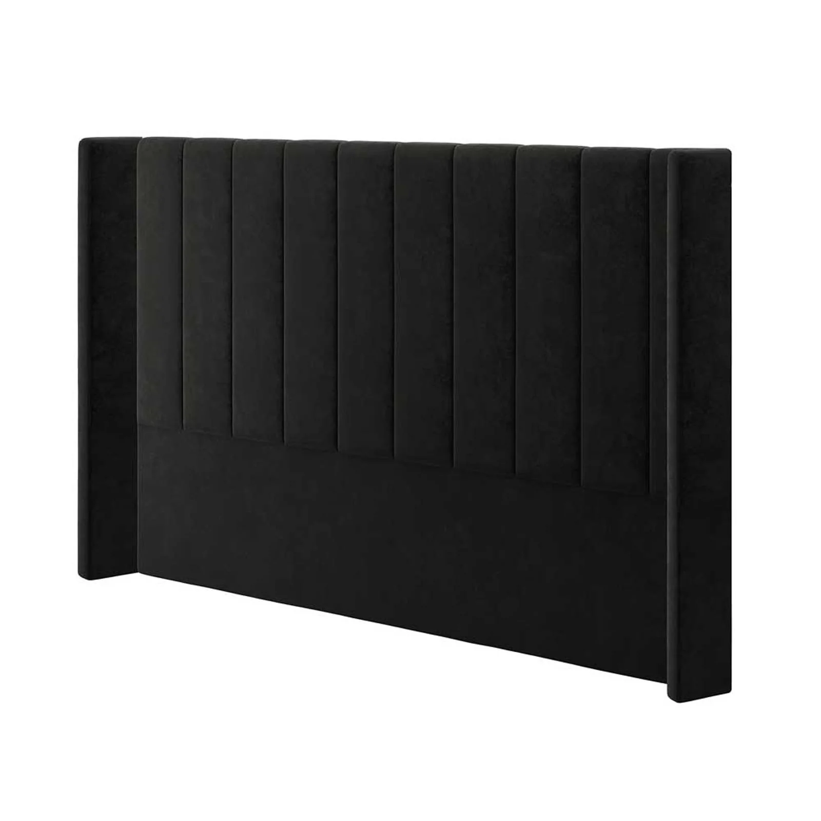 Septima & Fulvia Velvet King Bed Base & Winged Headboard Set in Ink - Image 8