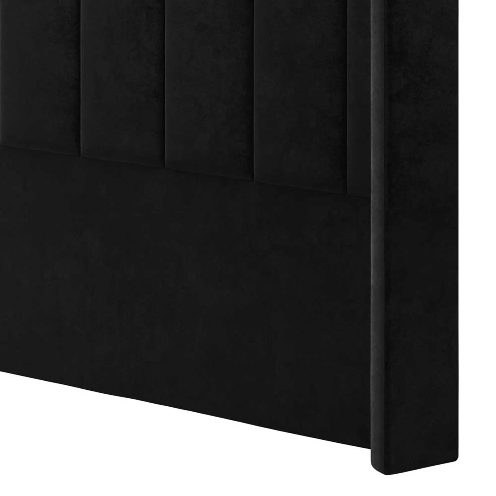 Septima & Fulvia Velvet Queen Bed Base & Winged Headboard Set in Ink - Image 12