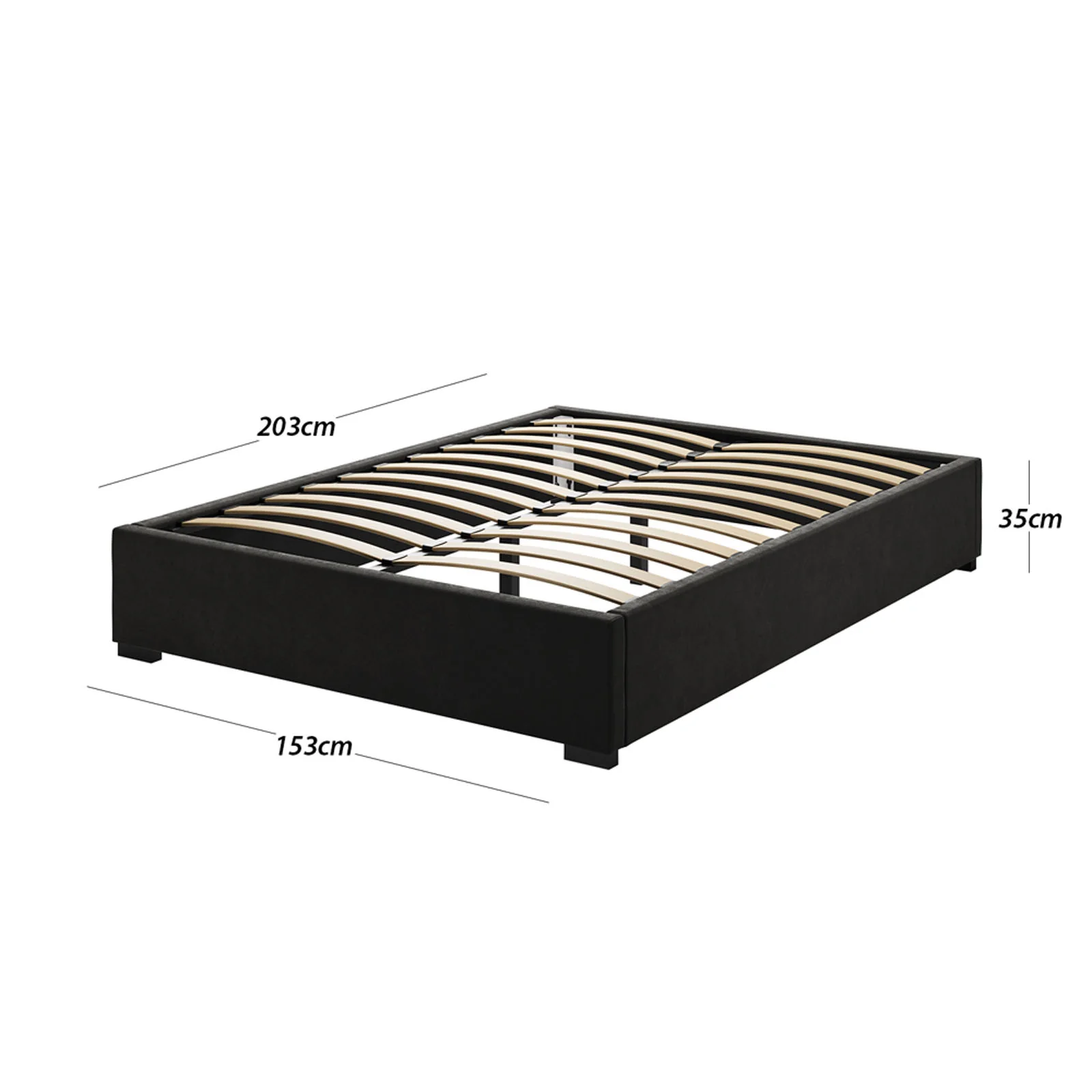 Septima & Fulvia Velvet Queen Bed Base & Winged Headboard Set in Ink - Image 5