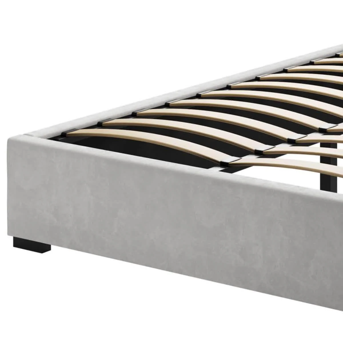 Septima & Gratiana Velvet Double Bed Base & Headboard Set in Slate - Image 5