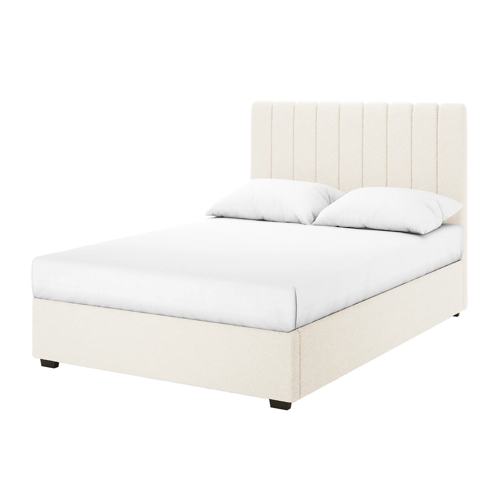 Septima & Gratiana Queen Boucle Bed Base & Headboard in Cream White