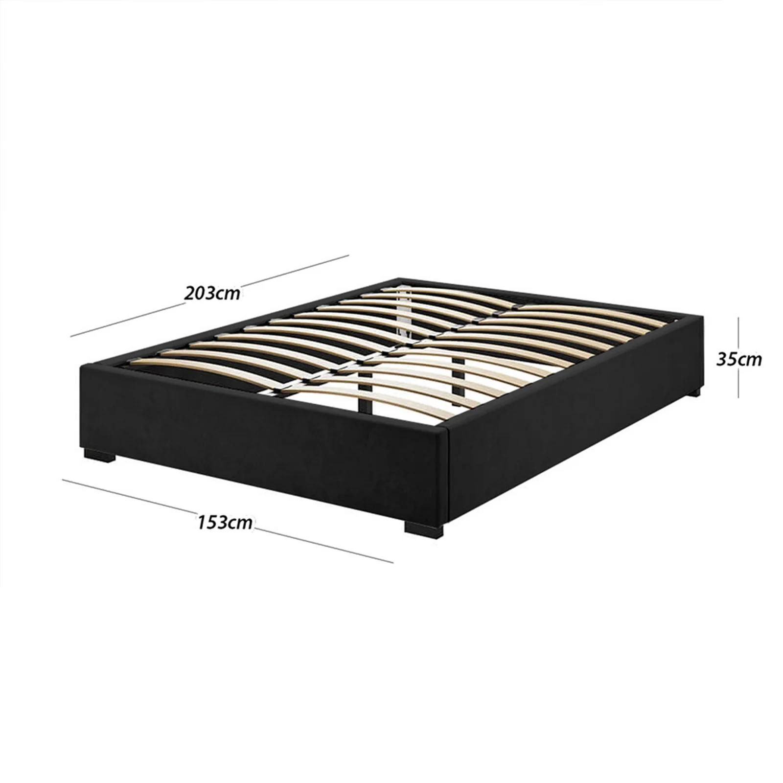 Septima Queen Velvet Fabric Bed Base in Ink - Image 3