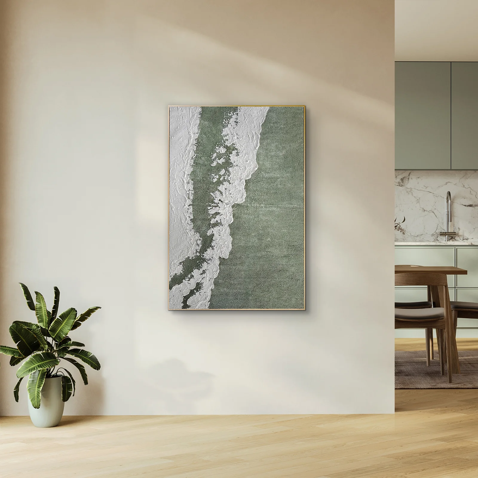 Serene 100x150cm Framed Textured Canvas 3D Wall Art - Image 4