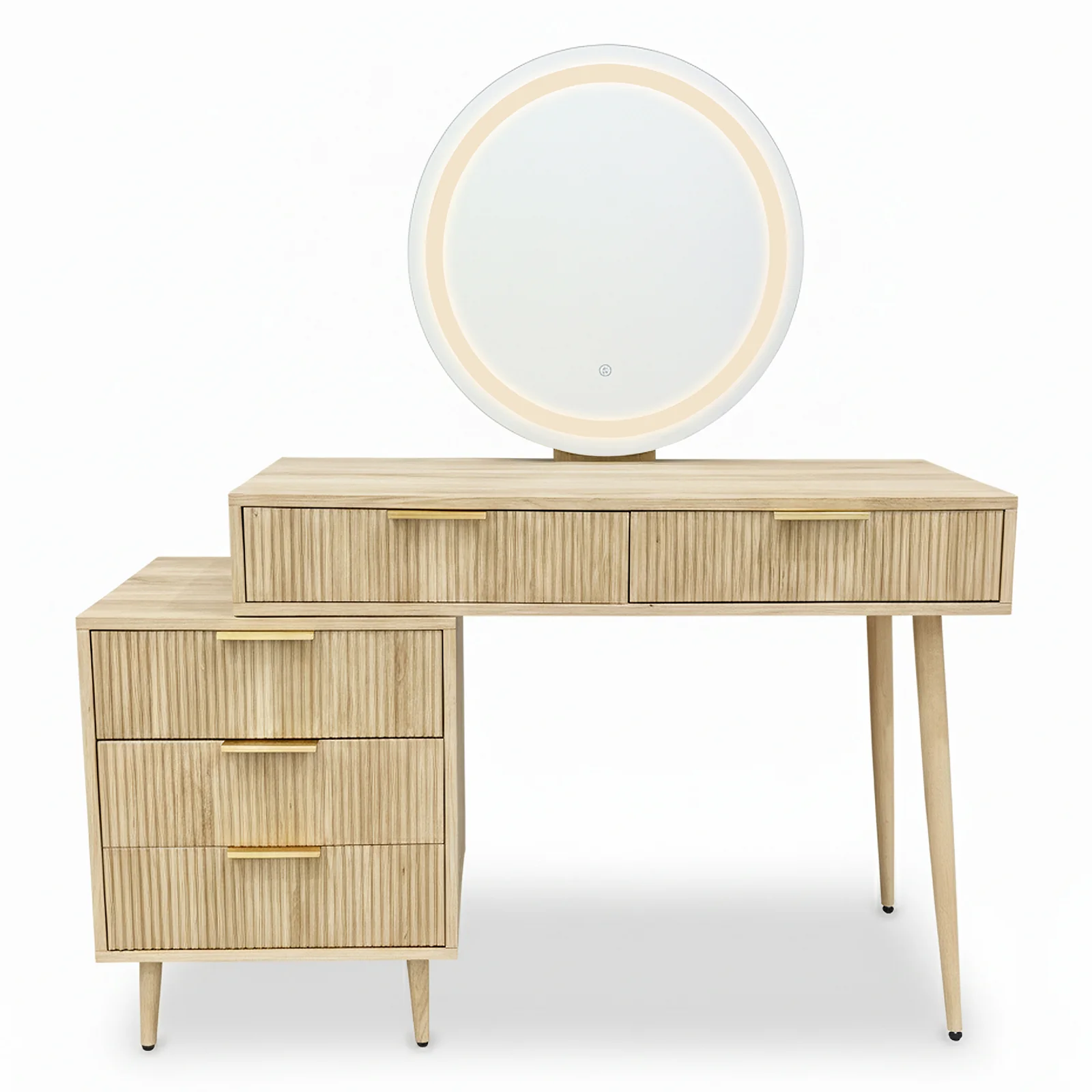 Serenity Extendable Vanity Table with LED Mirror in Natural