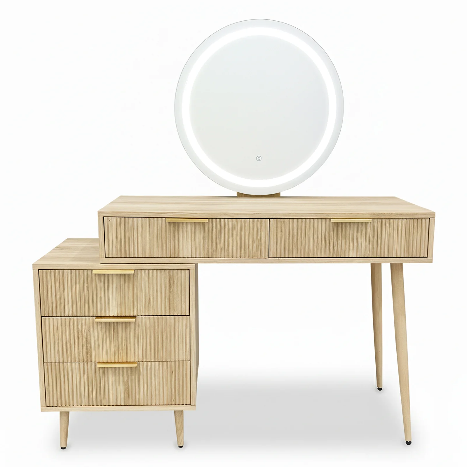 Serenity Extendable Vanity Table with LED Mirror in Natural - Image 10