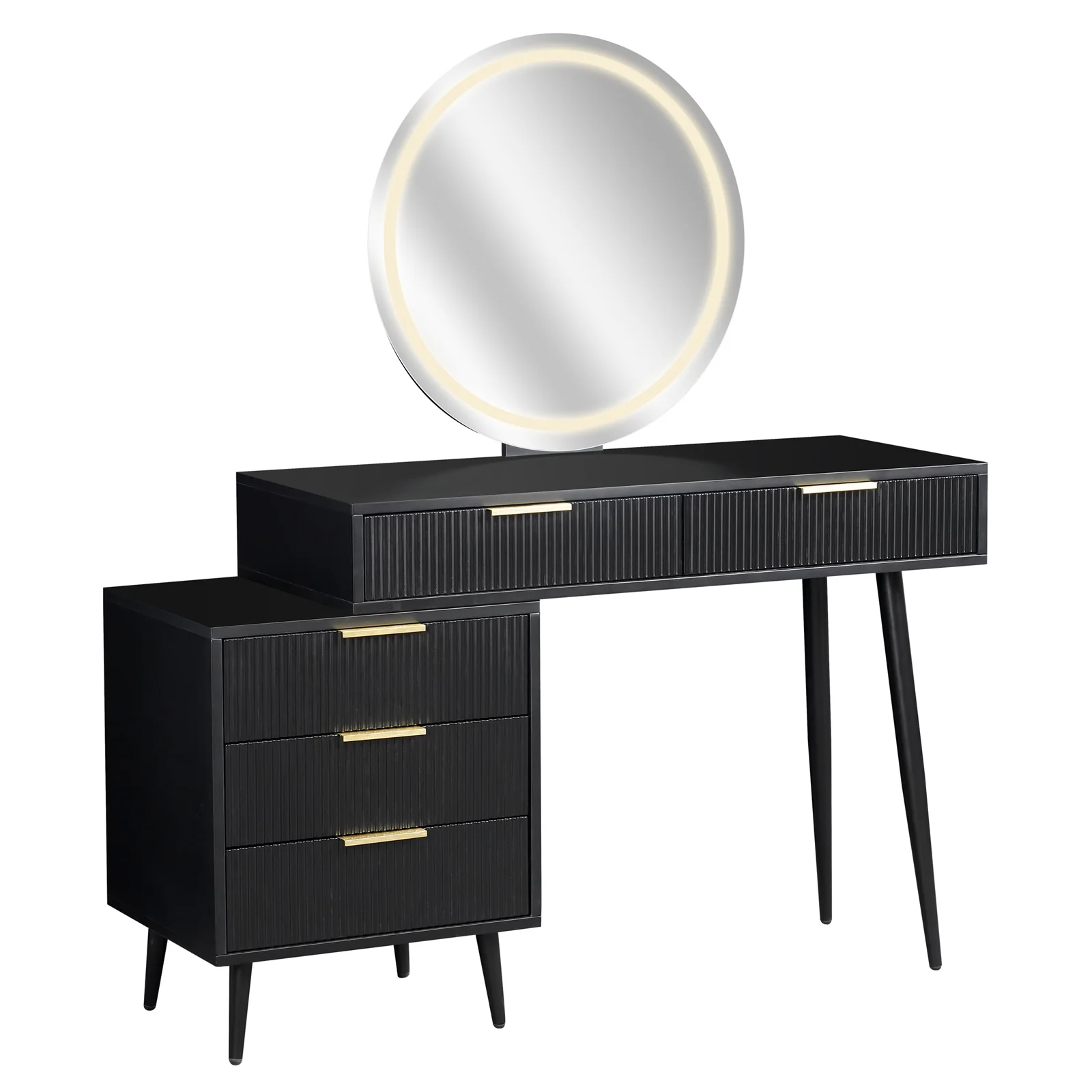 Serenity Extendable Vanity Table with LED Mirror in Black - Image 12