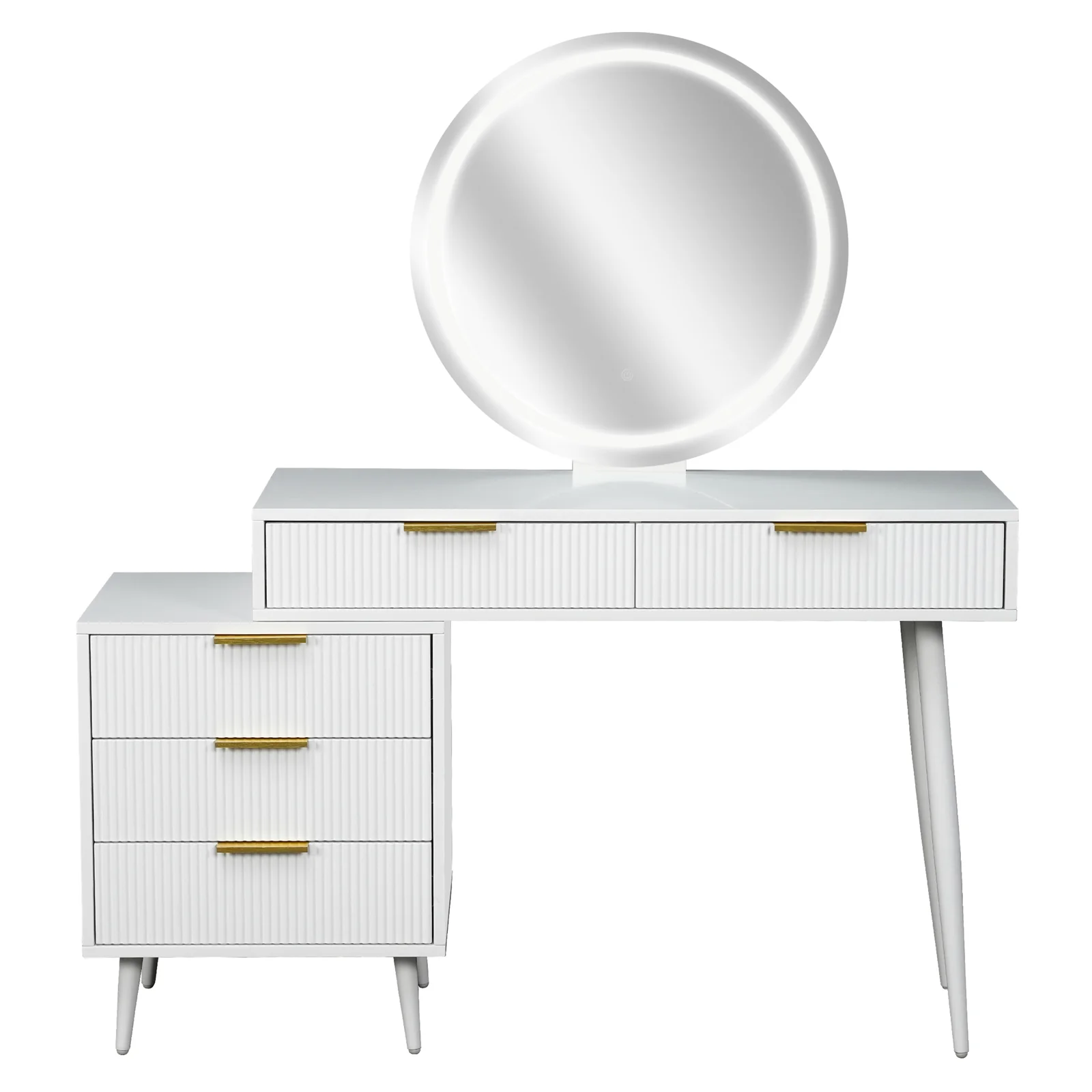 Serenity Extendable Vanity Table with LED Mirror in White - Image 10
