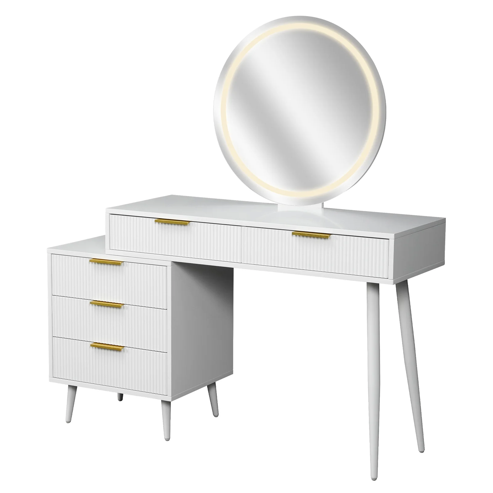 Serenity Extendable Vanity Table with LED Mirror in White - Image 4