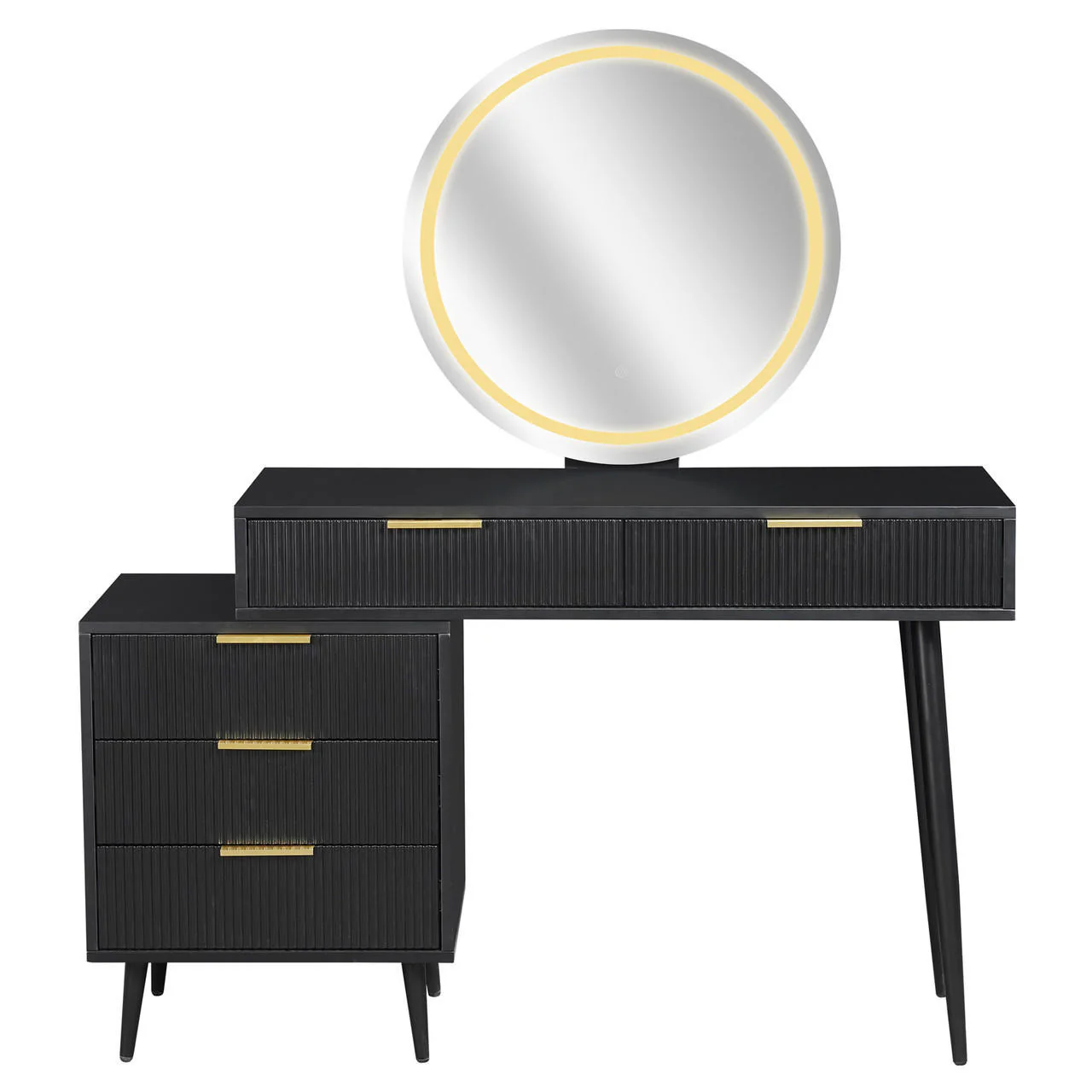 Serenity & Paisley Makeup Vanity Table & Stool Set in Black - Image 5