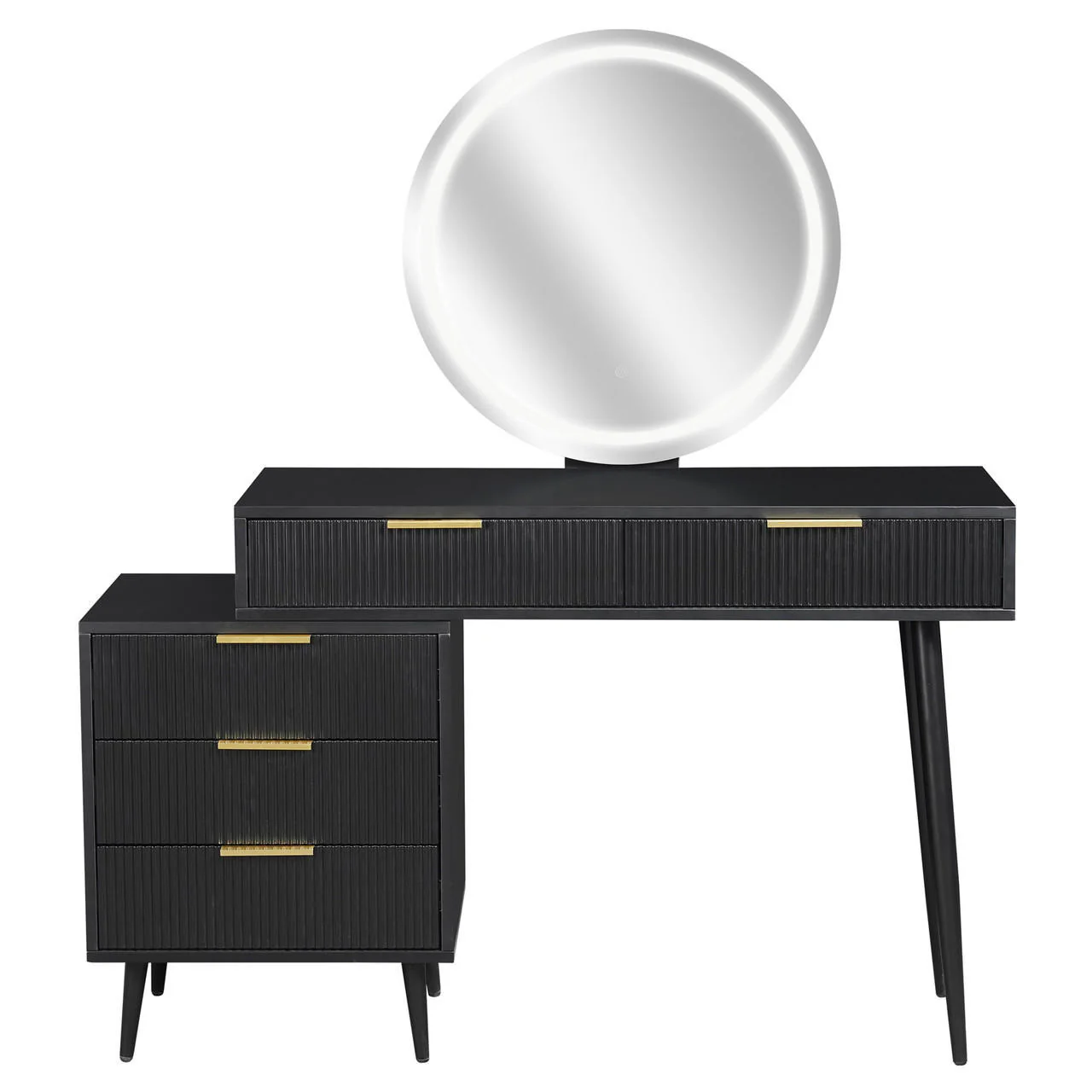 Serenity & Paisley Makeup Vanity Table & Stool Set in Black - Image 7