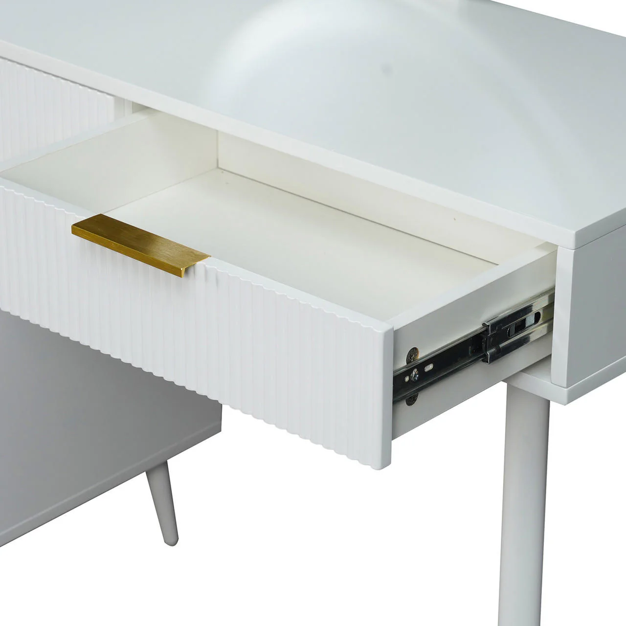Serenity & Paisley Makeup Vanity Table & Stool Set in White - Image 10