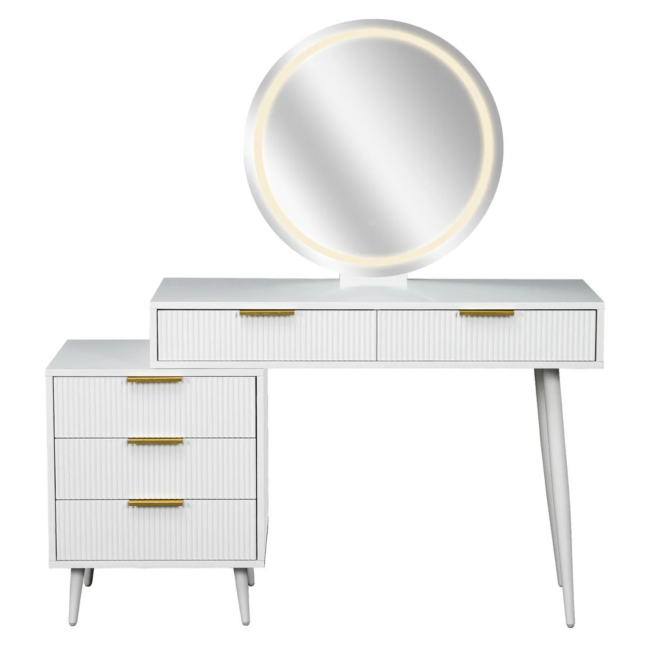 Serenity & Paisley Makeup Vanity Table & Stool Set in White - Image 6