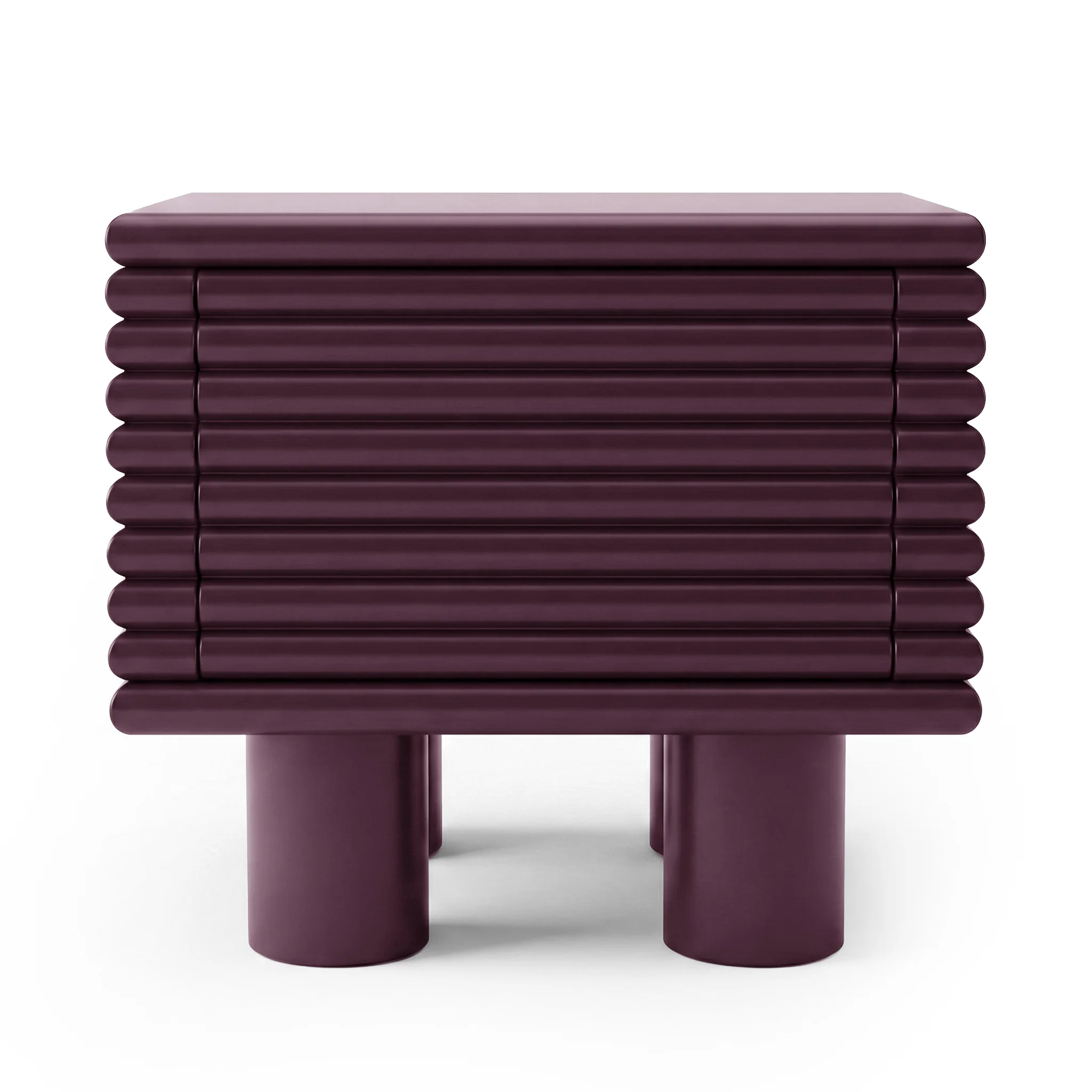 Serina Fluted Bedside Table in Dark Cherry Red - Image 9