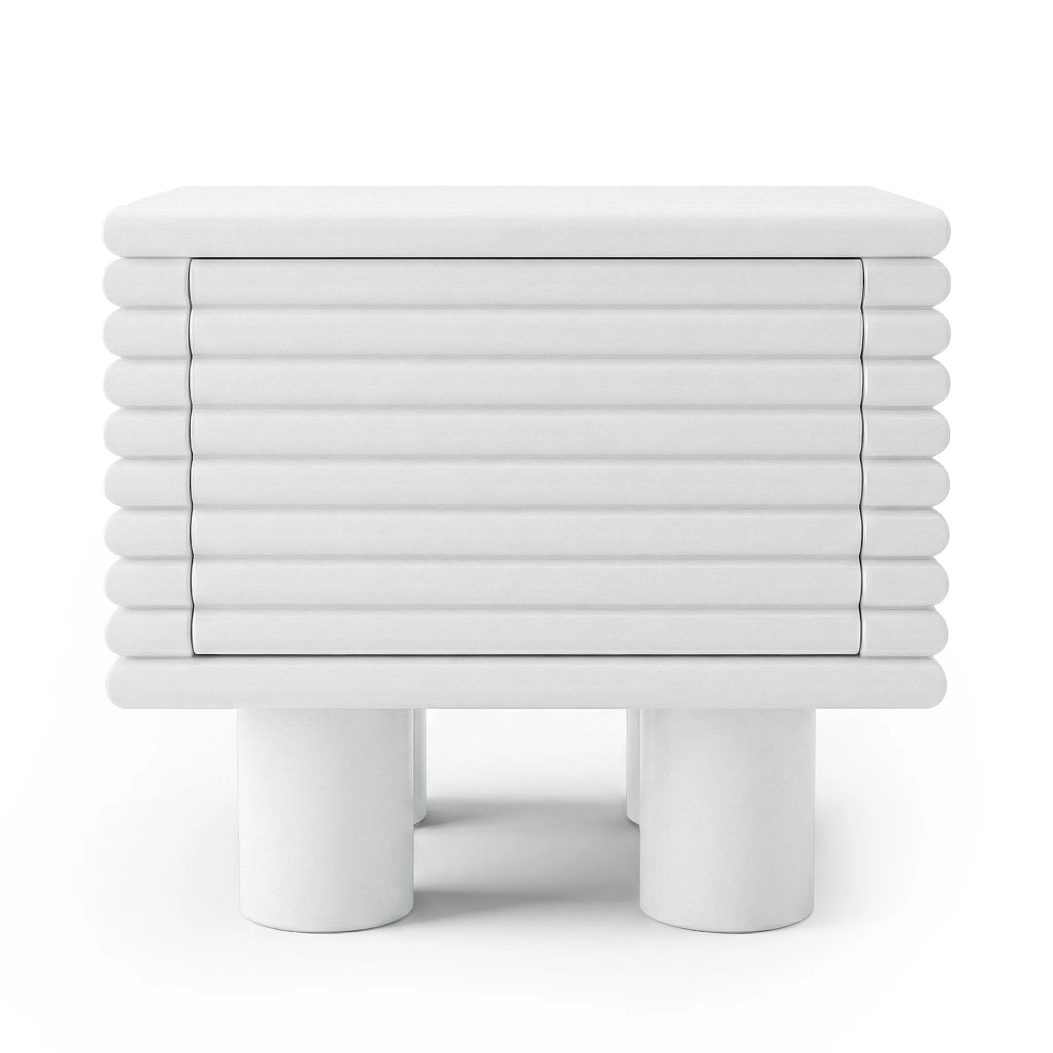 Serina Fluted Bedside Table in White - Image 9