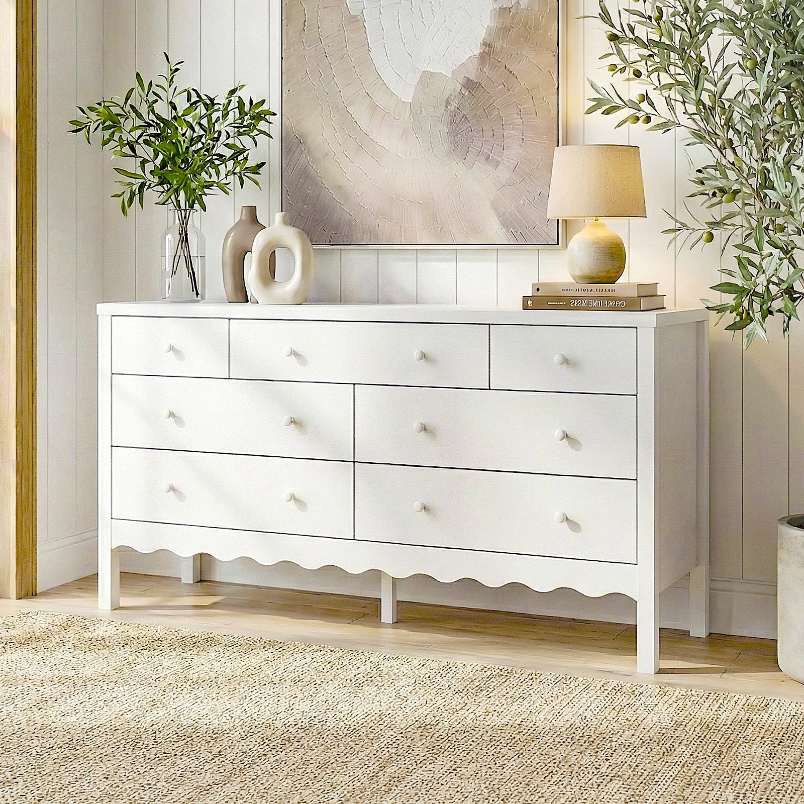 Serra 150cm Solid Pine 7-drawer Lowboy Dresser in White - Image 4