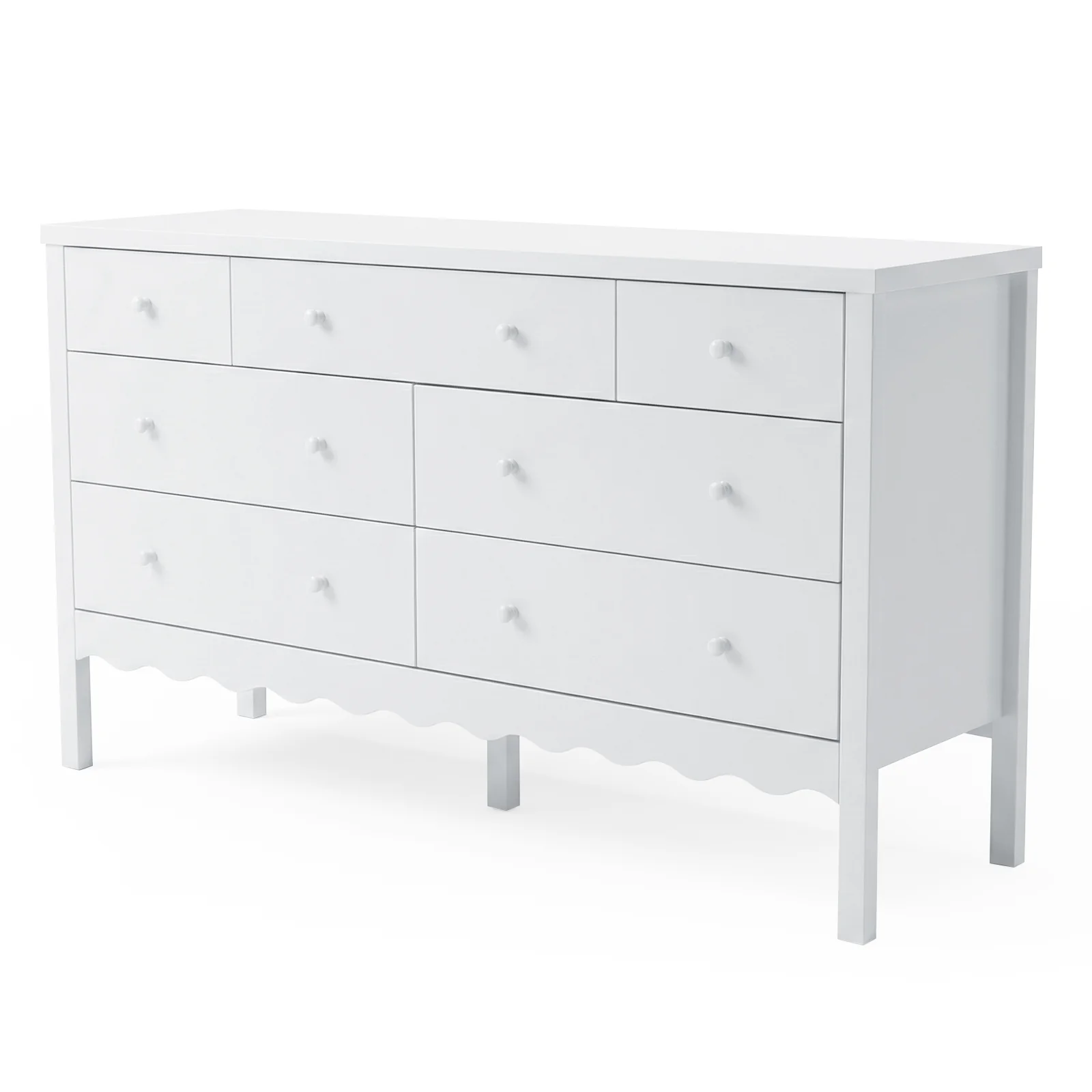 Serra 150cm Solid Pine 7-drawer Lowboy Dresser in White - Image 7