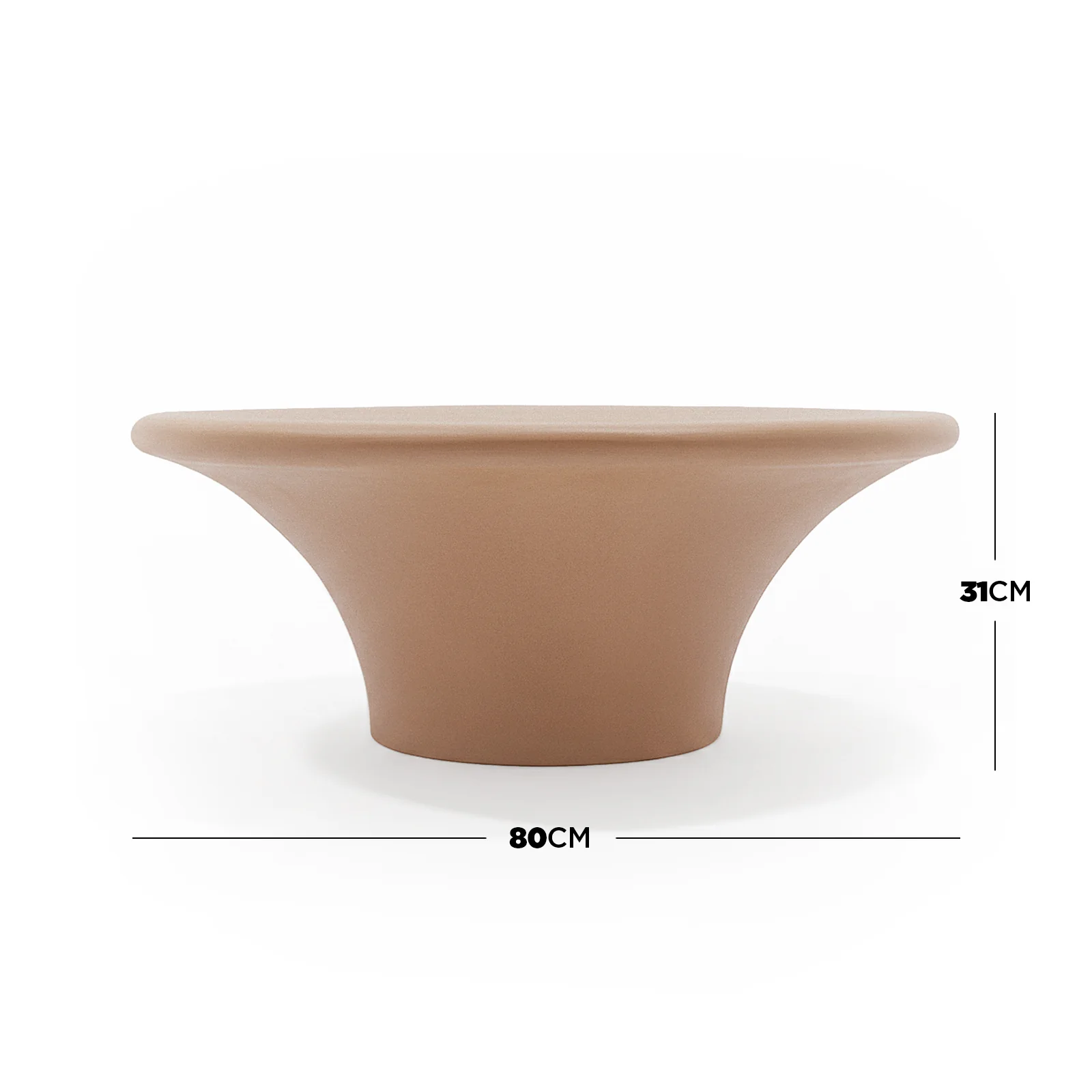 Servel 80cm Sculpted Concrete Coffee Table in Terracotta - Image 5