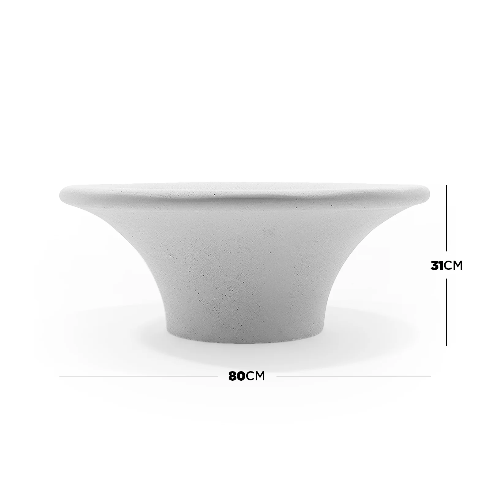 Servel 80cm Sculpted Concrete Coffee Table in White - Image 5
