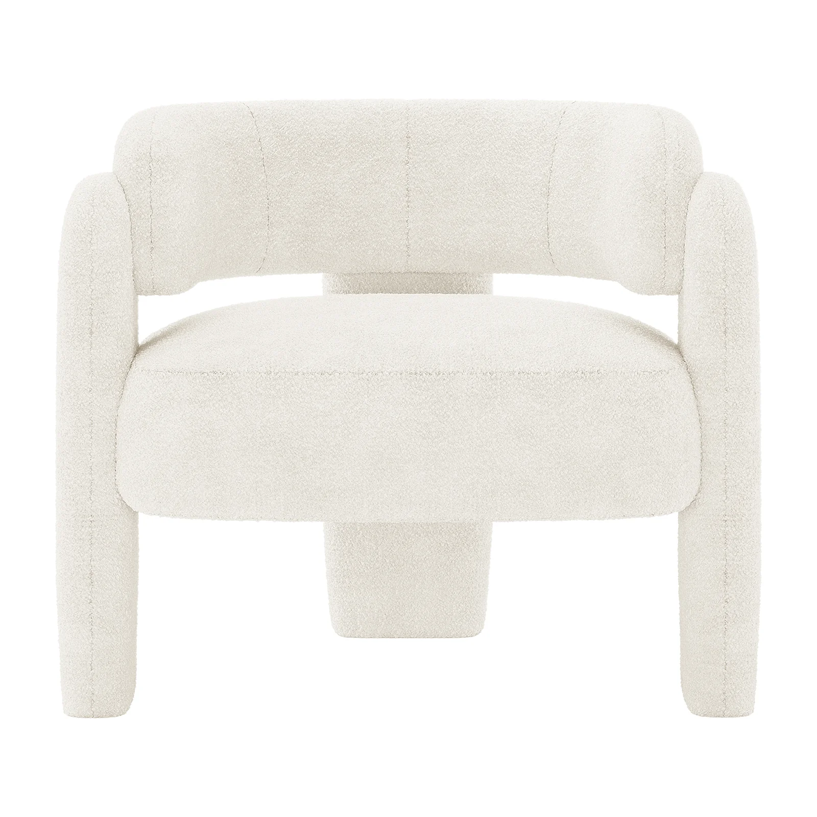 Seto Boucle Curved Accent Chair in Eggshell White - Image 5