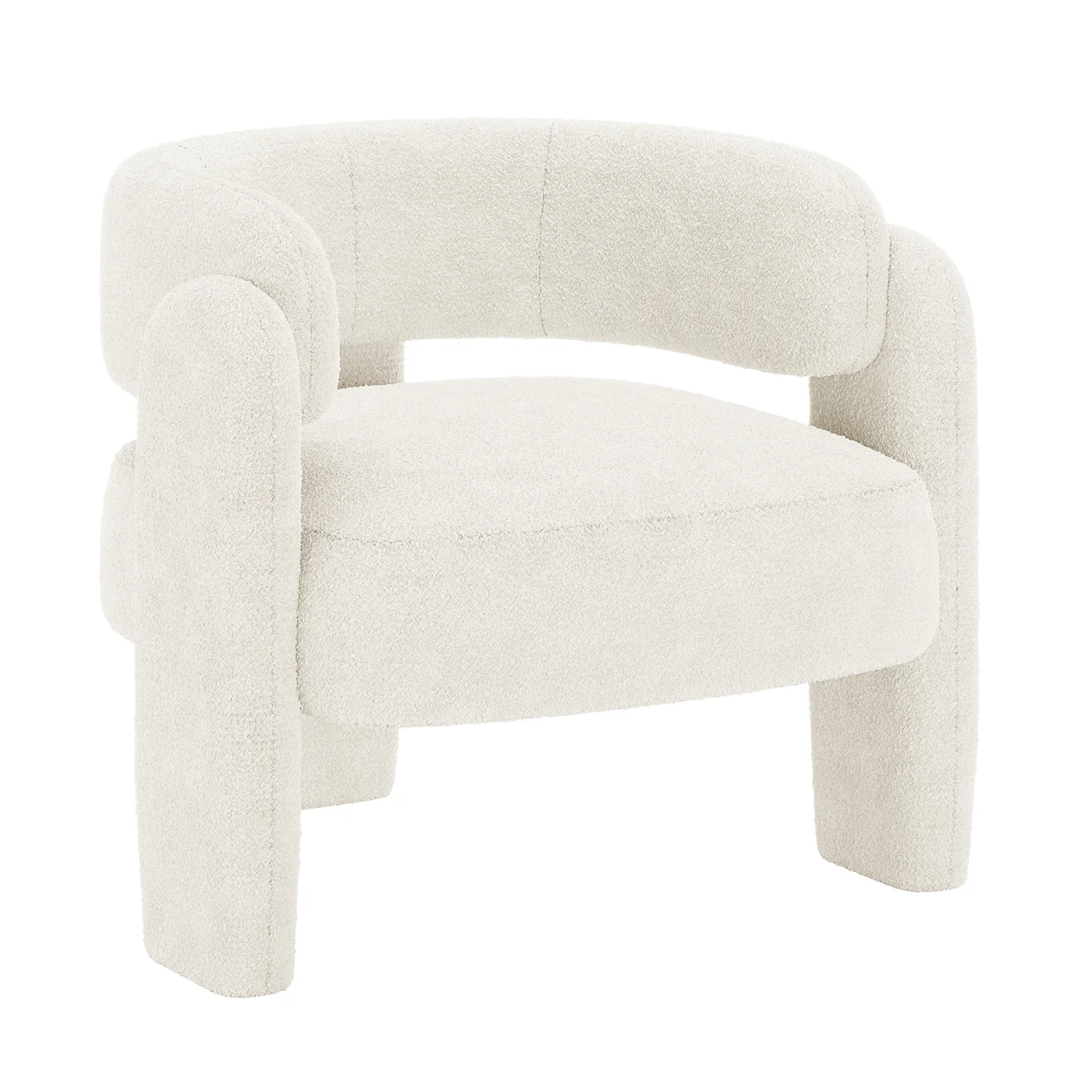 Seto Boucle Curved Accent Chair in Eggshell White - Image 6