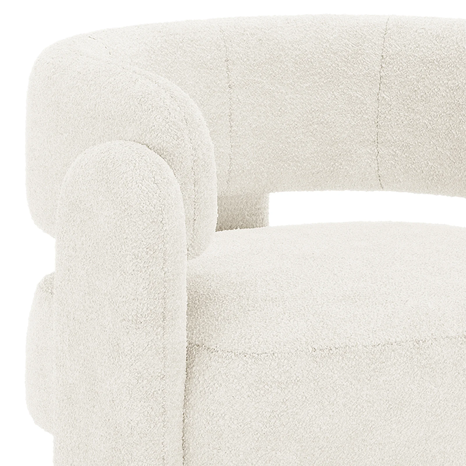 Seto Boucle Curved Accent Chair in Eggshell White - Image 9