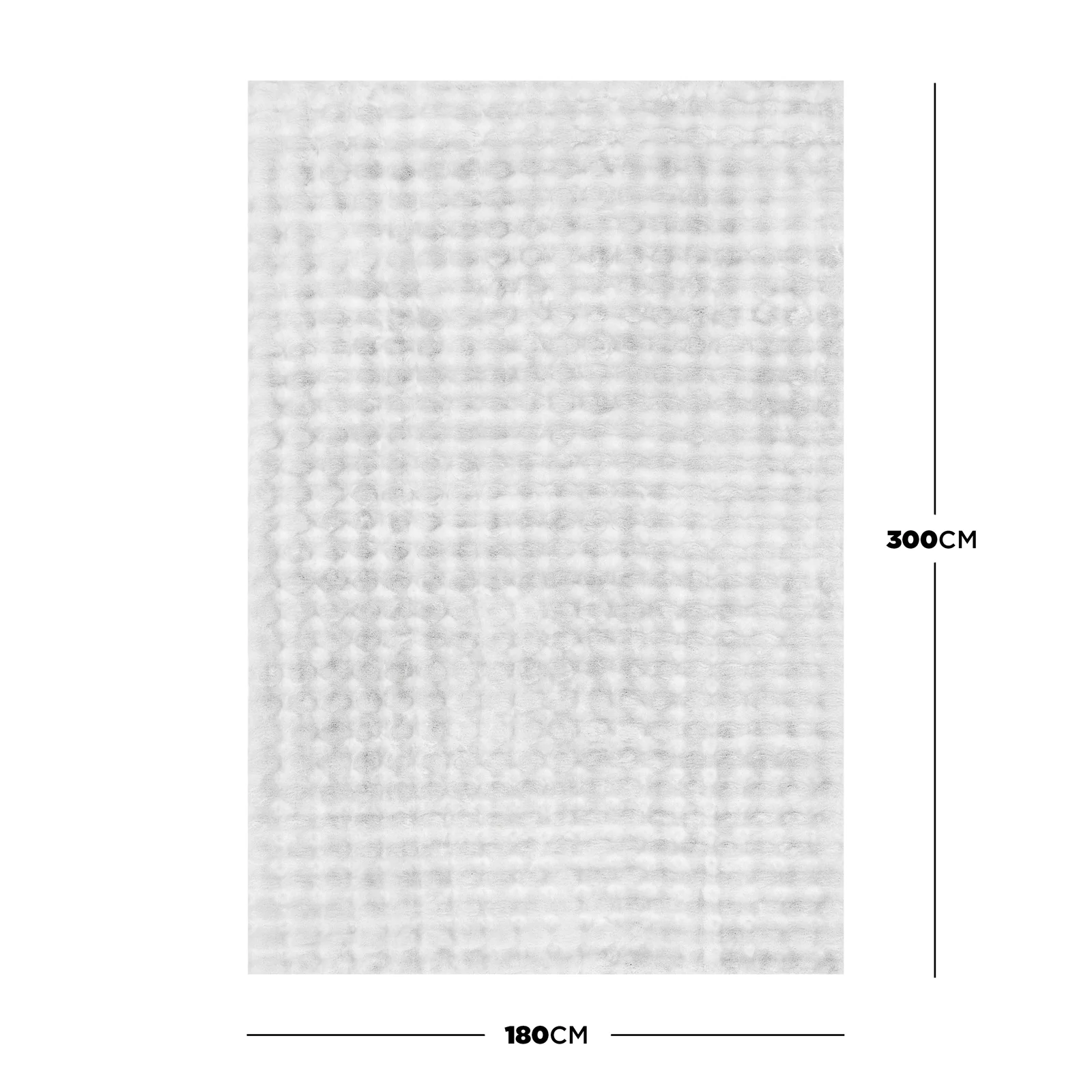 Severa 180x300cm Fluffy Textured Bubble Rug in White - Image 3
