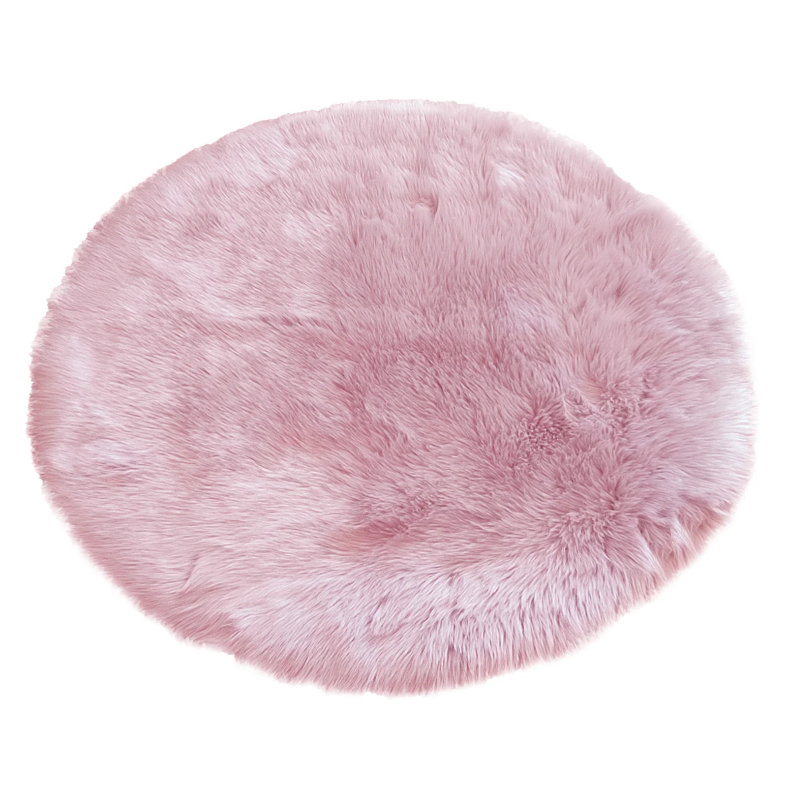 Shaddi 120cm Round Shaggy Soft Fluffy Fur Rug in Pink - Image 4