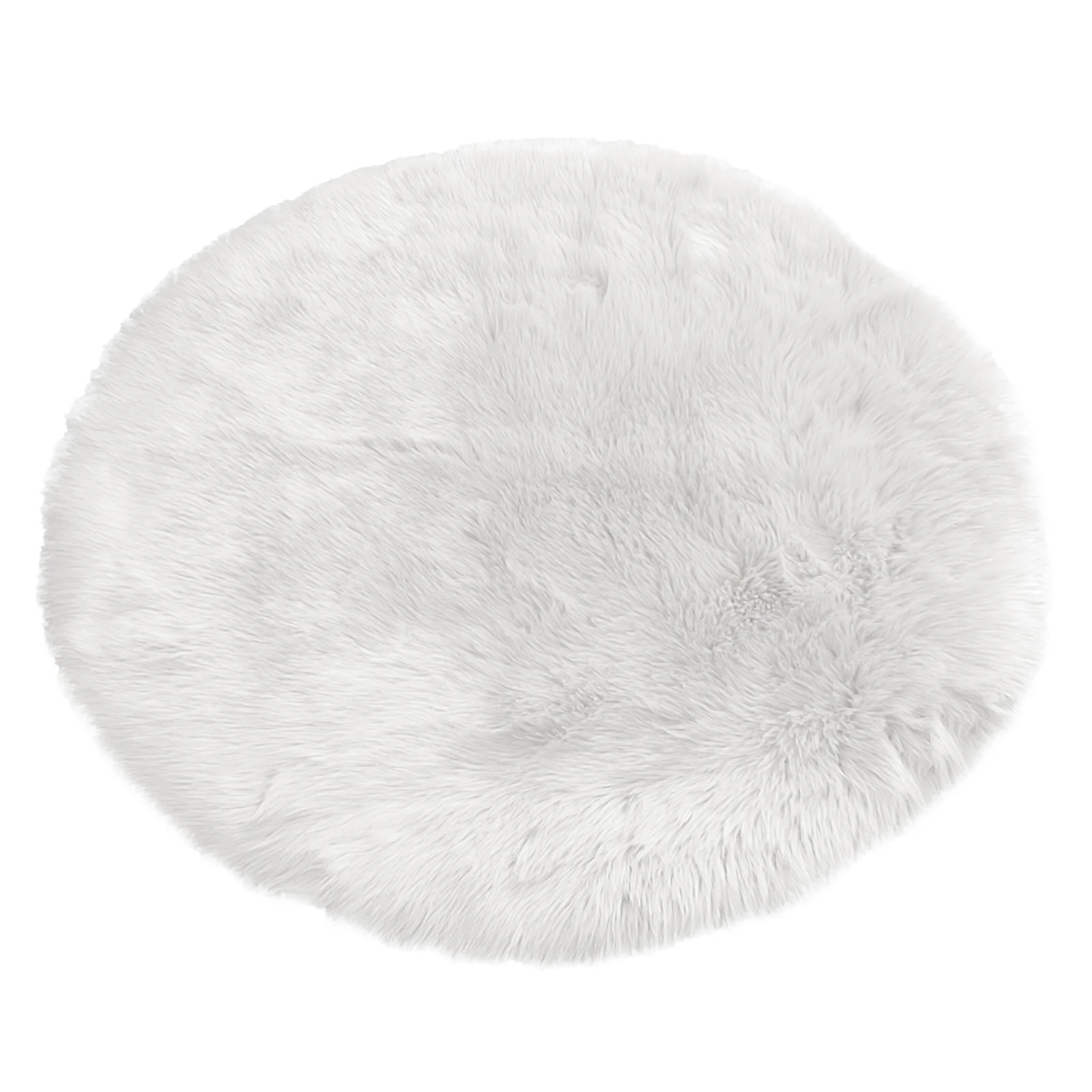 Shaddi 120cm Round Shaggy Soft Fluffy Fur Rug in White - Image 4