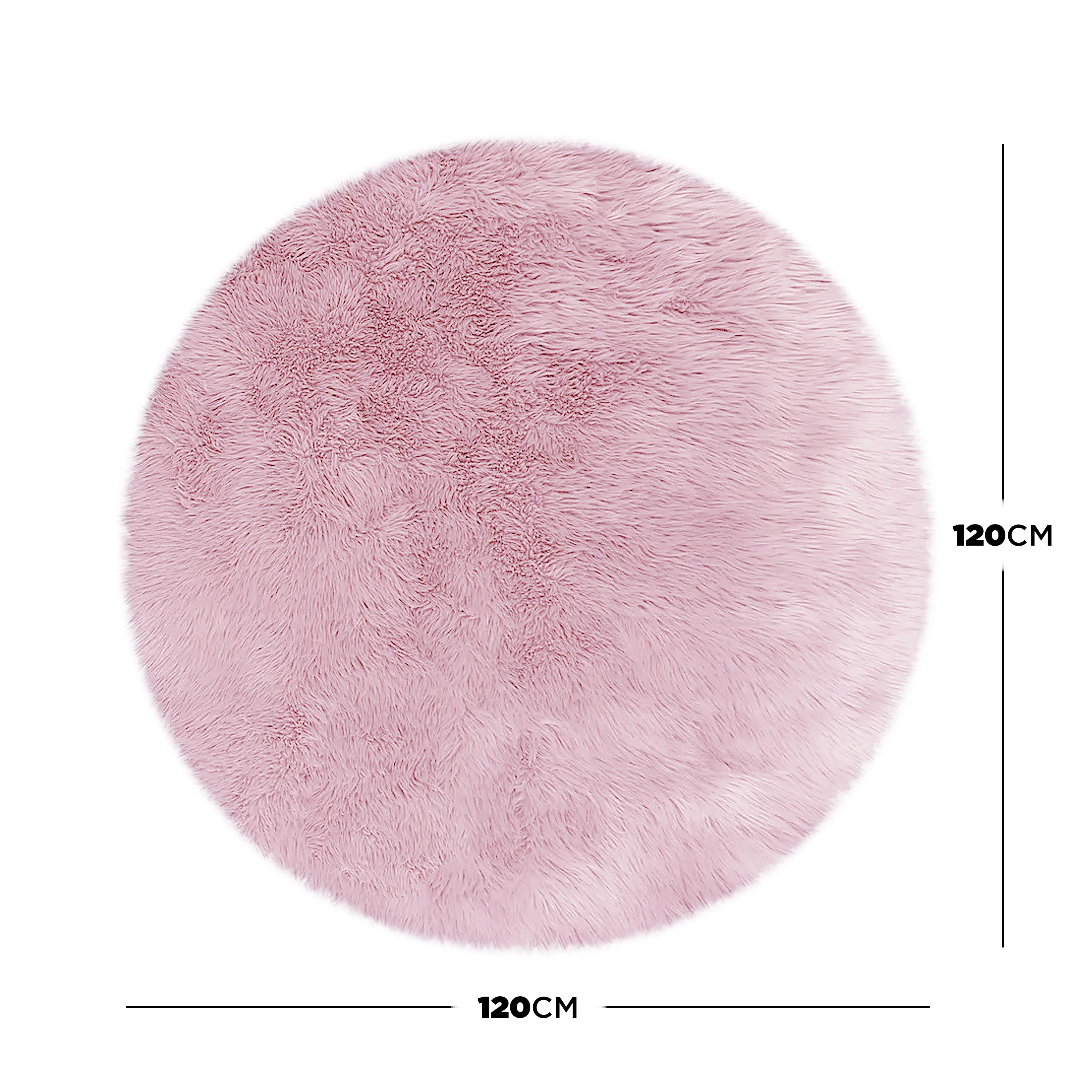Shaddi 160cm Round Shaggy Soft Fluffy Fur Rug in Pink - Image 3