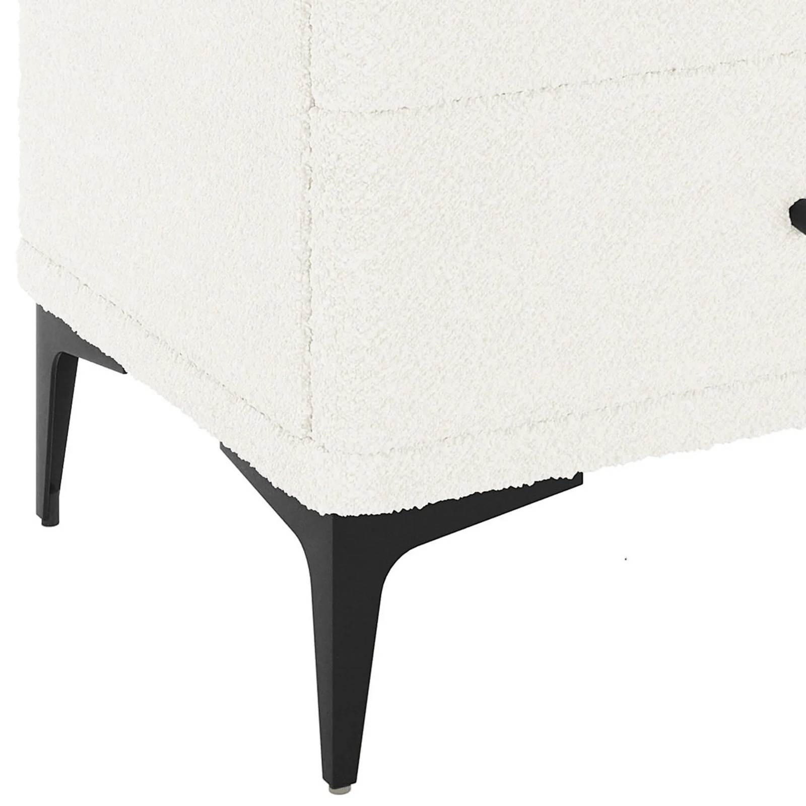 Shona Upholstered Boucle Bedside Table in Cream White - Image 7