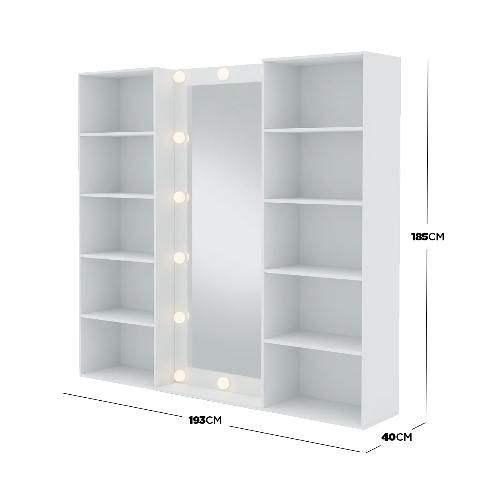 Siena 185cm Full Length LED Mirror with Storage in White - Image 4