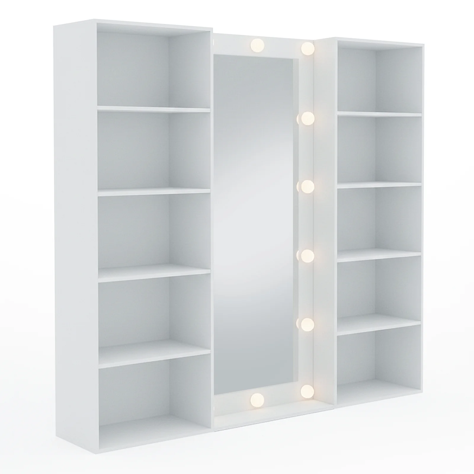 Siena 185cm Full Length LED Mirror with Storage in White - Image 9