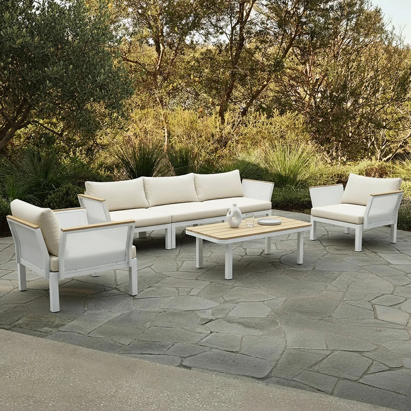 Sierra 5-Seater Outdoor Lounge Set in Beige - Image 2