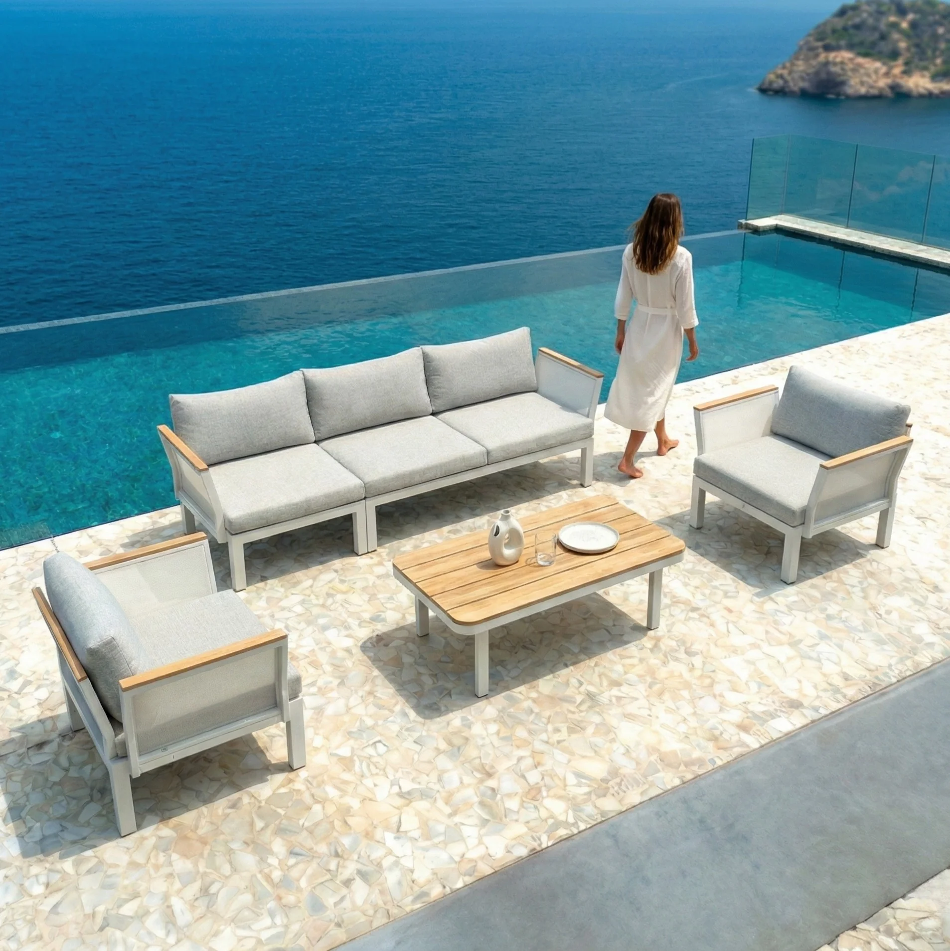 Sierra 5-Seater Outdoor Lounge Set in Grey - Image 2