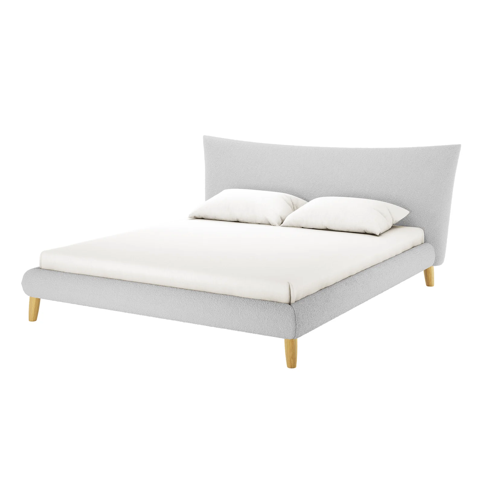Silvina King Upholstered Boucle Bed in Light Grey