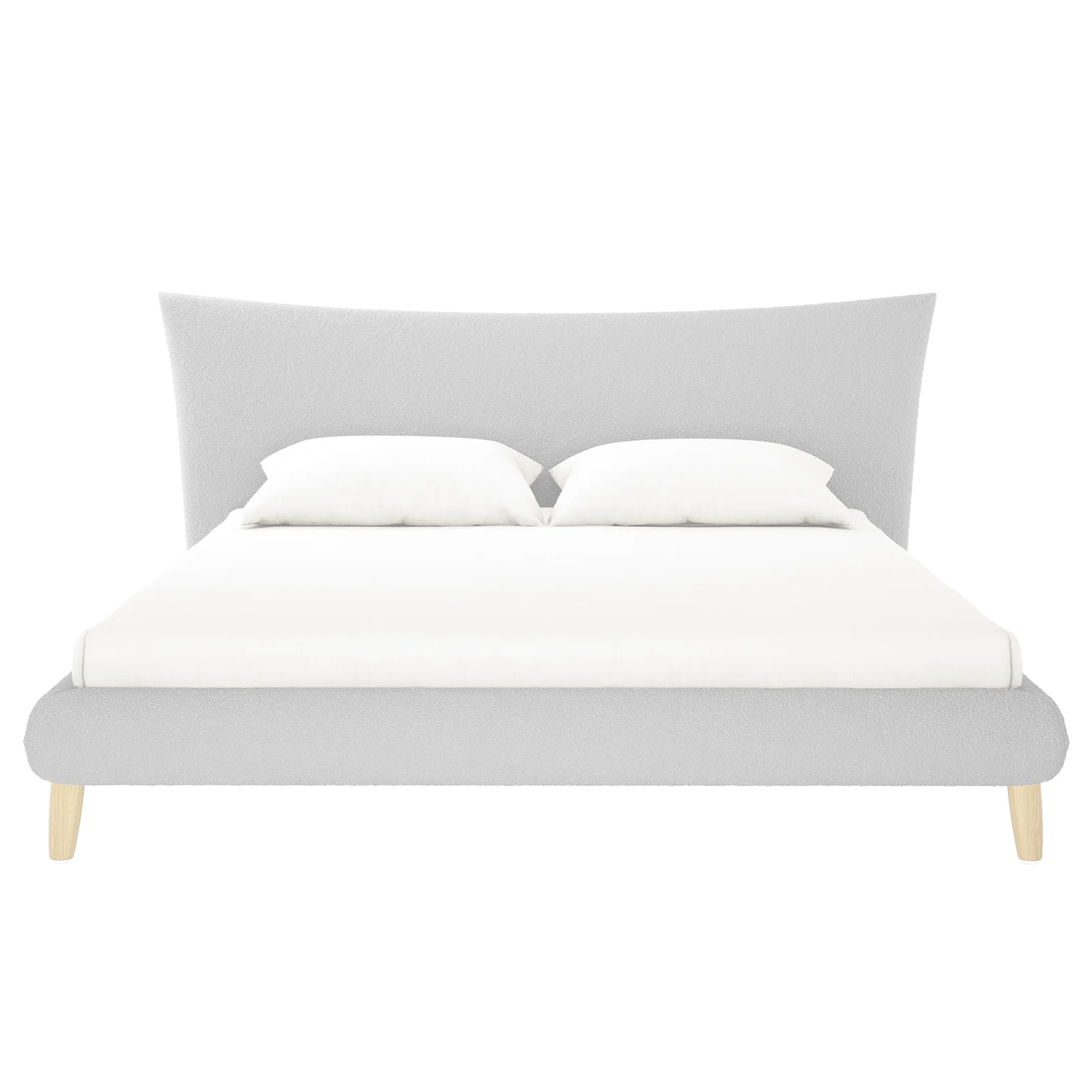Silvina King Upholstered Boucle Bed in Light Grey - Image 4