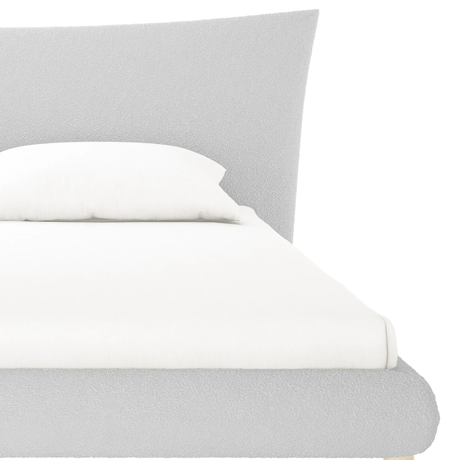 Silvina King Upholstered Boucle Bed in Light Grey - Image 6