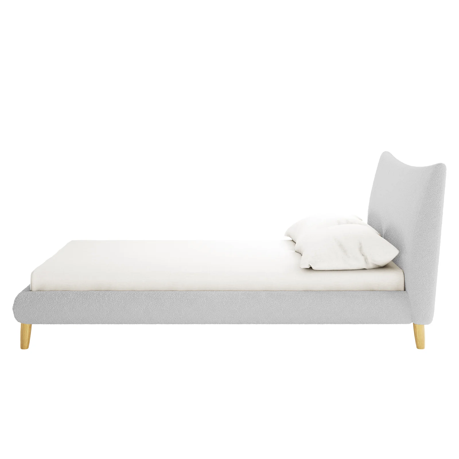 Silvina Queen Upholstered Boucle Bed in Light Grey - Image 4