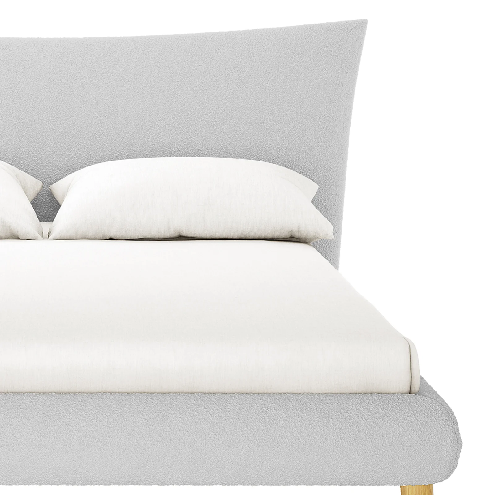 Silvina Queen Upholstered Boucle Bed in Light Grey - Image 5
