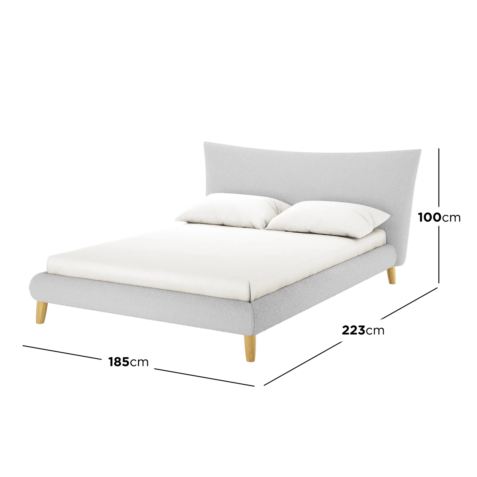 Silvina Queen Upholstered Boucle Bed in Light Grey - Image 7